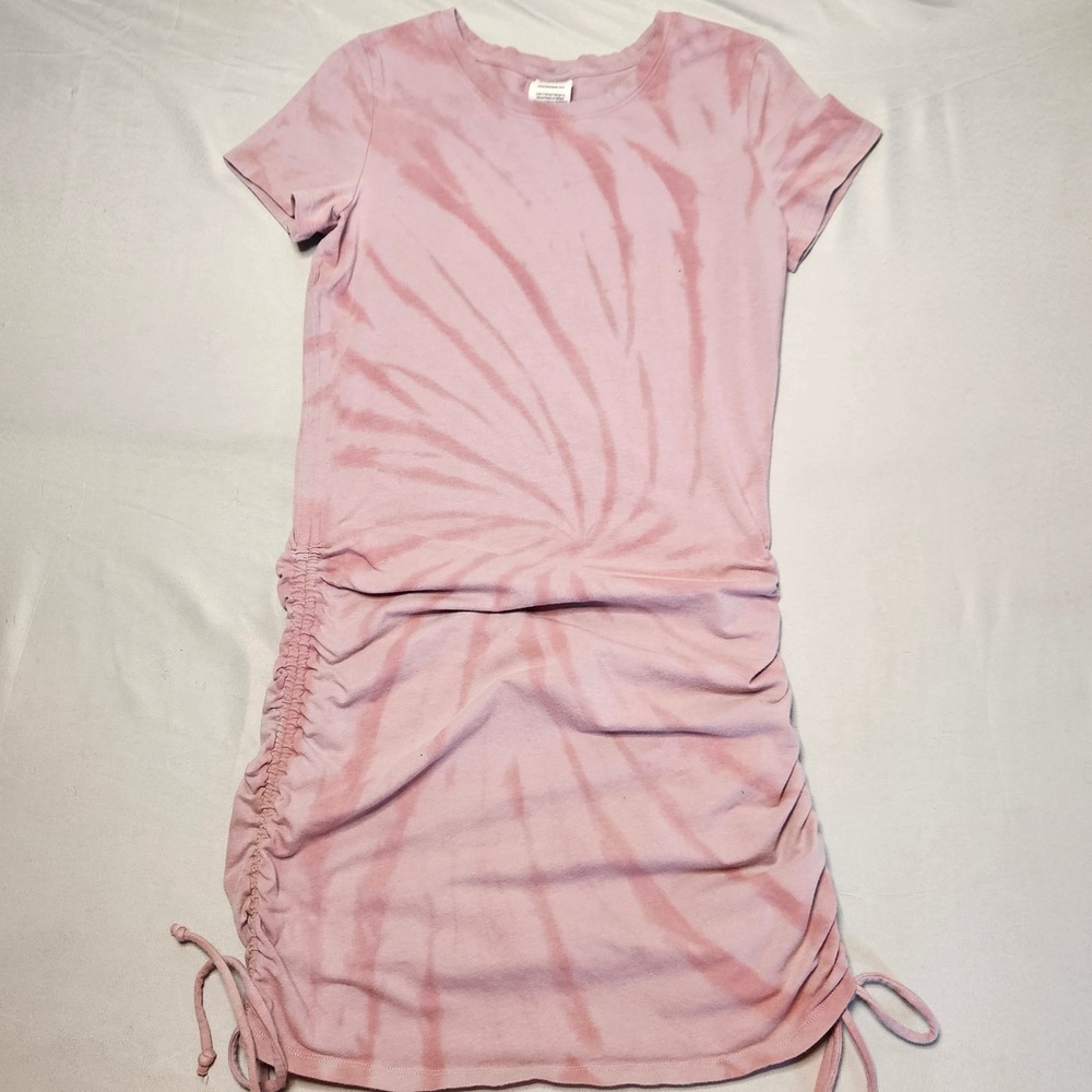 PINK‎ Victoria's Secret T-Shirt Dress Womens XS Pink Tie Dye Ruched Mini 0120